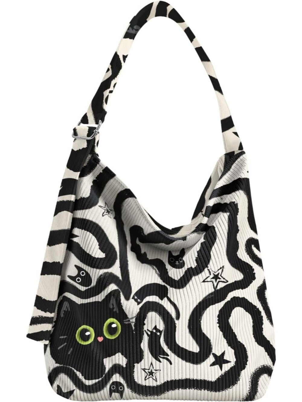 Corduroy Hobo Bag for Women Large Zipper Tote Handbag